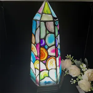 Vente en Gros de Cristaux de Guérison Agate Polie Tranche de Cristal Lampes de Bureau de Table Veilleuse pour la Décoration