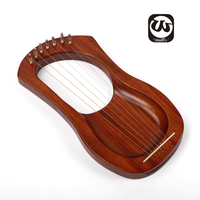 Walter Factory Vente en gros Harpe lyre 7 cordes, Harpe lyre en bois massif acajou, harpe avec marteau d'accordage