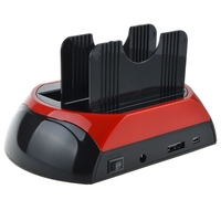 Docking Station USB 2.0 All-in-One Multifunzionale per Dischi Rigidi, Case per SSD Dual SATA 2.5\" 3.5\" in Plastica