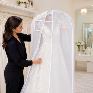Housse de costume longue pliable et recyclable en organza personnalisée avec logo, idéale pour robe de mariée et tenue de cérémonie – Grande Vente, Haute Qualité - Product Image 6
