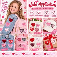 Patch brodé en gros, motif cœur et nœud, amour XOXO, Saint-Valentin, à carreaux, léopard, mignon, thermocollant ou à coudre