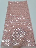 Tissu en dentelle de tulle 3D luxueux et coloré, orné de perles et de sequins brodés, idéal pour les robes de mariée nigérianes Asoebi