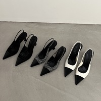 Nouvelles sandales d'été 2026 pour femmes, tendance mode, à enfiler, à bout pointu, talons aiguilles, ouvertes à l'arrière, à bout fermé