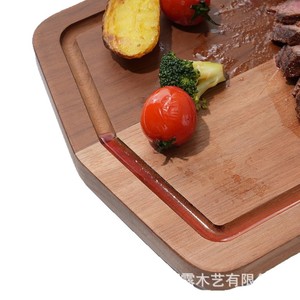 Planche à découper en bois avec rainure pour les jus, rectangulaire, en bois massif, pour servir des steaks - Product Image 5