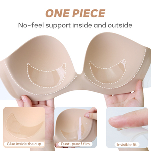 <span class=keywords><strong>Soutien</strong></span>-<span class=keywords><strong>gorge</strong></span> push-up invisible en éponge <span class=keywords><strong>pour</strong></span> femmes - Une pièce sans couture, design floral sexy, bretelles réglables et ailes latérales transparentes en TPU - Product Image 3