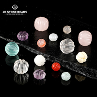 Perles de citrouille en pierre naturelle sculptée, plusieurs types, articles en stock d'usine pour la fabrication de bijoux faits main, vente en gros, perle de quartz rose