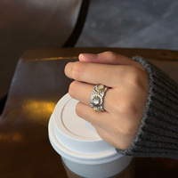 Bague de phalange vintage Hip Hop de luxe, épaisse, fine, inaltérable, pour femme, ajustable, bijoux de mariage, vente en gros, bagues fleuries
