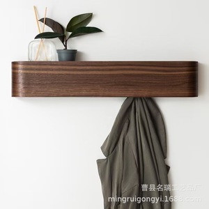 Perchero minimalista de pared de madera maciza, estante de almacenamiento para entrada, diseño moderno que ahorra espacio para la sala de estar. - Product Image 4