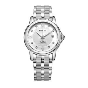 Reloj Mecánico Automático de Lujo MIGE de 38 mm con Correa de Acero Inoxidable, Esfera con Números Romanos, Visualización de Fecha, Diseño Elegante Unisex - Product Image 3