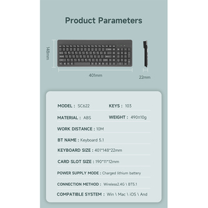 Hot Sales Wholesale <strong>Price</strong> Portable BT 2.4G Wireless Gaming Keyboard With Scissor Switch for Windows Laptop &amp; Tablet - Product Image 5
