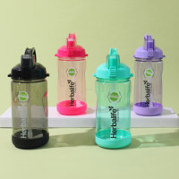 Bouteille d'eau de sport en plastique de grande capacité 1000ml personnalisée avec couvercle escamotable bouteille d'eau de motivation en paille