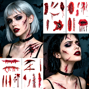 Tatuaje Temporal <span class=keywords><strong>de</strong></span> Papel Ecológico, No Tóxico, Seguro para la Piel, Diseños <span class=keywords><strong>de</strong></span> Rasguños con Sangre Falsa, Cosplay Profesional, Blanco <span class=keywords><strong>Indio</strong></span> - Product Image 1