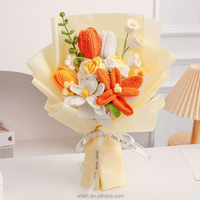 Valentinstag Handgefertigter Woll-Kunstblumenstrauß mit Gestrickten Gemischten Häkelrosen