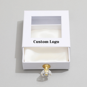 Boîte à bijoux carrée personnalisée avec logo, tiroir coulissant, emballage en carton, collier avec poignée en cristal, boîte d'emballage avec fenêtre - Product Image 4