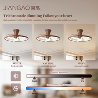 Lampe LED moderne de 21 pouces Ventilateur de plafond avec télécommande lumineuse Kit de 6 vitesses Solutions d'éclairage de chambre à coucher en bois noyer à faible énergie