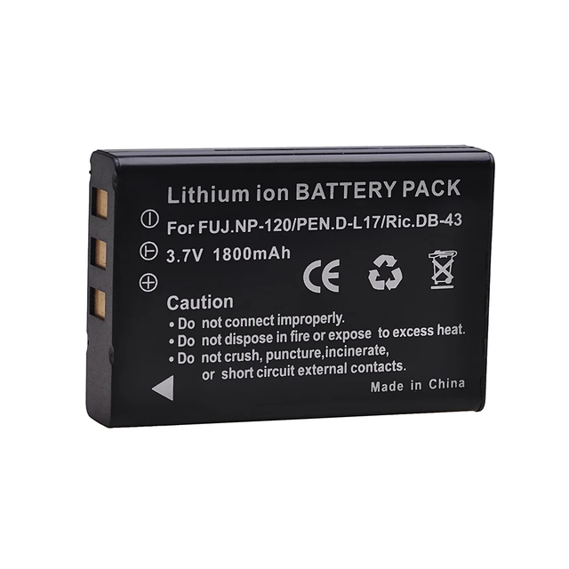 NP-120 D-L17 DB-43 BP-1500s 1800mAh Battery for Fujifilm F10 F11 M603 Zoom for Pentax MX4 MX550 for Ricoh GX8 300G Camera