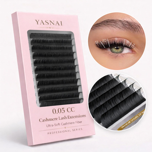 Extensions de cils individuelles en cheveux synthétiques 0.05 CC, volume intense, plateau noir mat, marque privée, vente en gros - Product Image 1