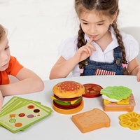 Mainan Kayu Makanan Pura-Pura Set Hamburger Sandwich Permainan Peran Dapur Anak-Anak Montessori Pembelajaran Prasekolah Hadiah Edukatif