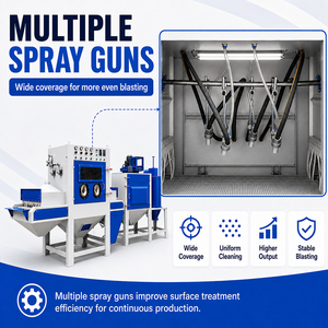 Equipo automático <span class=keywords><strong>de</strong></span> arenado con múltiples pistolas pulverizadoras y cinta transportadora ajustable, tipo gabinete - Product Image 6