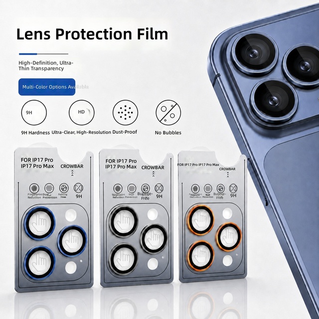 Ins Style Camera Lens Rings AR Tempered Glass Metal Lens Protector Camera Glass for Iphone 17/17 Pro Max