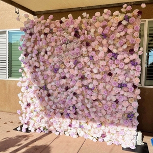 Décorations de fête pour le <span class=keywords><strong>1er</strong></span> anniversaire et la Quinceañera, fleurs artificielles violettes, rouleau mural de fleurs blush, fond de 8x8 pour la photographie - Product Image 2