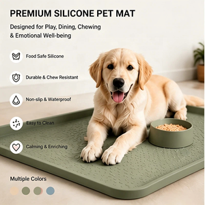 Tapis d'alimentation pour animaux de compagnie pliable, écologique, non toxique, en silicone imperméable, <span class=keywords><strong>anti</strong></span>-fuite, pour chien et chat, pour la voiture - Product Image 2
