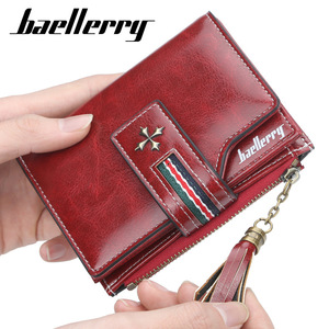 Baellerry Women's Short <b>Wallet</b> PU Leather Multifunctional Tassel Zippered Card <b>Holder</b> Red - Product Image 1