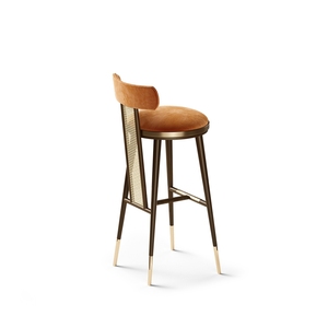 Rembourrage en tissu mousse haute densité rotin naturel jambe en bois massif <span class=keywords><strong>fauteuil</strong></span> à siège <span class=keywords><strong>haut</strong></span> comptoir tabouret de <span class=keywords><strong>bar</strong></span> en rotin fantaisie - Product Image 6