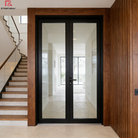Puerta Batiente de Aluminio de Estilo Francés Moderno, Resistente a Huracanes, con Vidrio Laminado de Seguridad, Impermeable y Resistente a Impactos