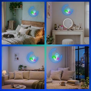 Moon Mushroom Letreros Neon LED indoor hanging ambient light shop <b>sign</b> wall decoration light entrance indicator light 5V 12V - Product Image 5