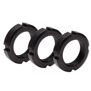 Tuercas de bloqueo redondas ranuradas de acero al carbono de óxido negro personalizadas DIN 981 M25 para rodamientos y automoción - Product Image 1