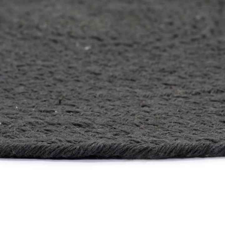 W2B VidaXL Set 6 Handmade Embroidered Placemats 100% Linen Dark Gray 15\" Diameter Non-Slip for Home Use Solid Christmas Pattern