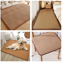 Tapis de sol lavable en bambou tressé pour chambre à coucher, antidérapant et doux, tapis rafraîchissant d'été pour salon, tapis bohème en paille