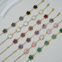 Pulsera de Acero Inoxidable con Baño de Vacío de 18K, Diseño de Trébol de Cinco Flores, Amuleto de Cuatro Hojas, Joyería de Moda, Accesorios para Mujer, Regalo