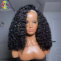 Peluca de Cabello Humano Virgen Camboyano con Ondas Naturales y Rizos Profundos, de 8-16 Pulgadas, con Frente de Encaje Transparente HD, Sin Pegamento, Económica
