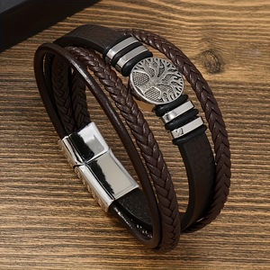 <span class=keywords><strong>Bracelet</strong></span> en cuir à fermoir <span class=keywords><strong>magnétique</strong></span> avec motif arbre de vie, style décontracté/sportif, cadeau pour <span class=keywords><strong>homme</strong></span> - Product Image 6