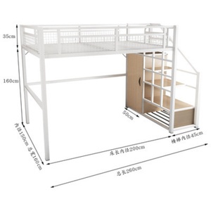 Letto <span class=keywords><strong>a</strong></span> soppalco pieghevole in metallo moderno <span class=keywords><strong>a</strong></span> grandezza naturale regolabile con scala che salva-spazio della scuola letto <span class=keywords><strong>a</strong></span> <span class=keywords><strong>castello</strong></span> - Product Image 5