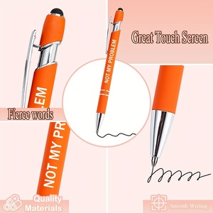 Vente en gros de stylos à bille inspirants avec pointe stylet, citations de bureau stylet tactile encourageant les écritures, encre noire - Product Image 6