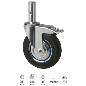 Roue de chantier industrielle (mâle) 200 mm. - Product Image 1