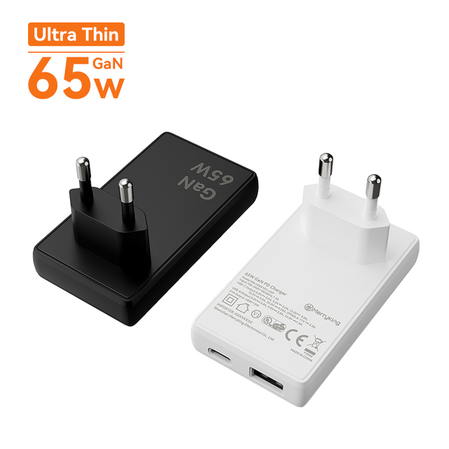 Merryking Super-thin Portable 65W GaN USB-C PD Charger 65W C-type Fast Charging Mobile Phone and Laptop Charger