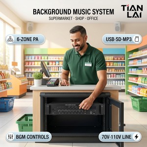 เครื่องขยายเสียงประกาศสาธารณะ รุ่น 2100 ซีรีส์ <span class=keywords><strong>ค</strong></span>วบ<span class=keywords><strong>ค</strong></span>ุมระดับเสียง 6 โซน ช่องไมโครโฟน 3 ช่อง เครื่องเล่น USB SD MP3 แบบติดตั้งบนแร็ค สำหรับใช้ในโรงเรียน ระบบประกาศรายวัน - Product Image 4
