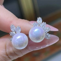 Boucles d'oreilles à clous en perles rondes de grande taille pour femmes, clous d'oreilles fixes à perle unique, accessoires de bijoux simples et polyvalents pour tous les jours