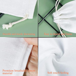 Custom Printing Logo <strong>Small</strong> <strong>Draw</strong> String Gift Bags White Cotton Canvas Muslin Drawstring Bags - Product Image 3