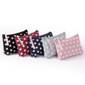 Classic Polka Dot Canvas Zipper Cosmetic Bag <b>for</b> Cards Keys Mobile Phone & <b>Makeup</b> <b>Storage</b> - Product Image 1