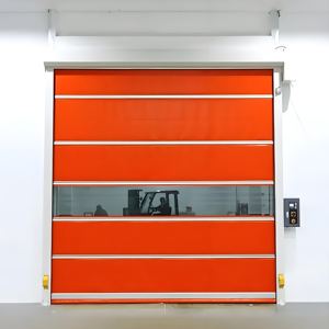 Porte automatique industrielle de levage d'induction de porte de volet roulant rapide de <span class=keywords><strong>PVC</strong></span> fait sur commande pour la porte commerciale transparente de salle de voiture - Product Image 2