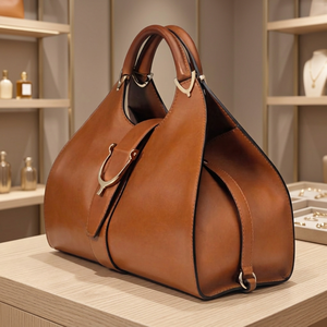 Bolso de Mano de Cuero Genuino con Piel de Animal Auténtica de BS INTERNATIONAL, Impermeable, Gran Capacidad, Cierre de Cremallera, Correa para el Hombro, Plegable - Product Image 2