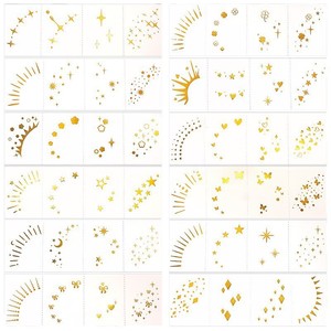 แผ่นแปะแต่งหน้าคาร์ดิยาร์ลายจุดทอง 24 ชิ้น สติ๊กเกอร์สักลายชั่วคราวสำหรับใบหน้า ลายกลิตเตอร์สำหรับงานปาร์ตี้ - Product Image 5