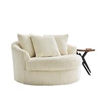Fauteuil pivotant en velours côtelé crème style INS, fauteuil paresseux rotatif pour salon et chambre, chaise longue rose individuelle pour la maison