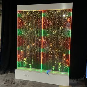 Fontaine d'eau sur pied avec panneau mural incurvé à bulles LED pleine couleur et télécommande - Product Image 3