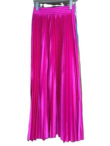 Falda Midi de Satén con Corte en A para Mujer, Cintura Alta Elástica con Perlas, Diseño Plisado Brillante y Elegante para Primavera - Product Image 2